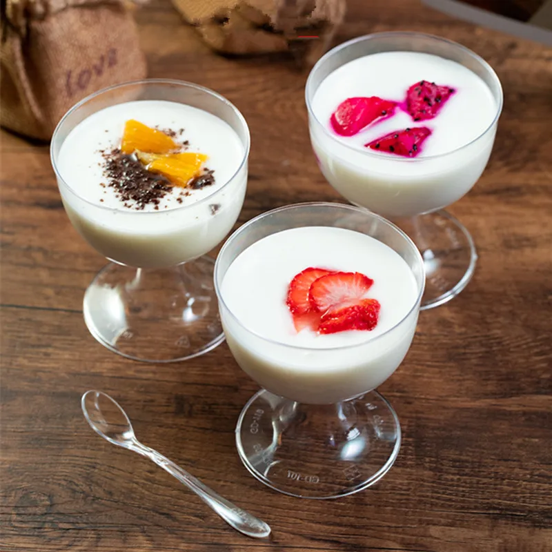 

High quality transparent disposable champagne cocktail cups party birthday favor dessert pudding ice cream plastic cups