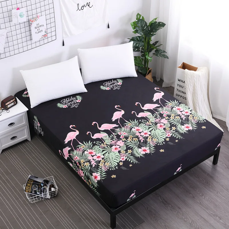 

2019 Full polyester printing bed Li grinding wool does not fade the dust-proof mattress set 1.2/1.5/1.8m polyester fiber comfort
