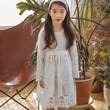 Белое кружевное платье принцессы для девочек; одежда для малышей и подростков; коллекция года; Детские платья с длинными рукавами для дня рождения и свадьбы; JW4613