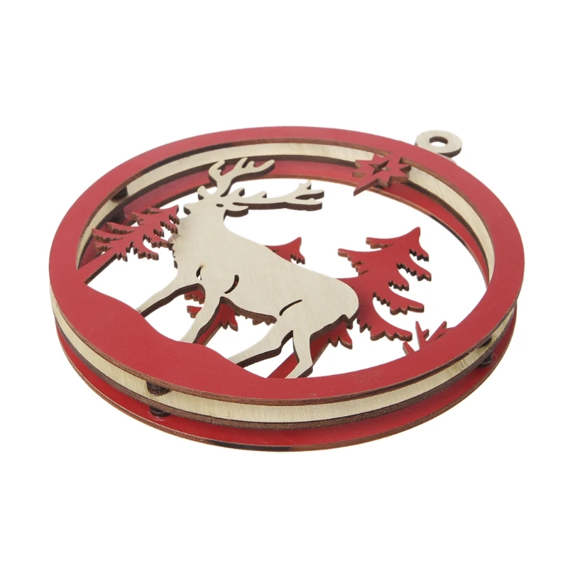 

3D Xmas Deer Pendant Hanging Wooden Christmas Ornaments Home Party Decoration