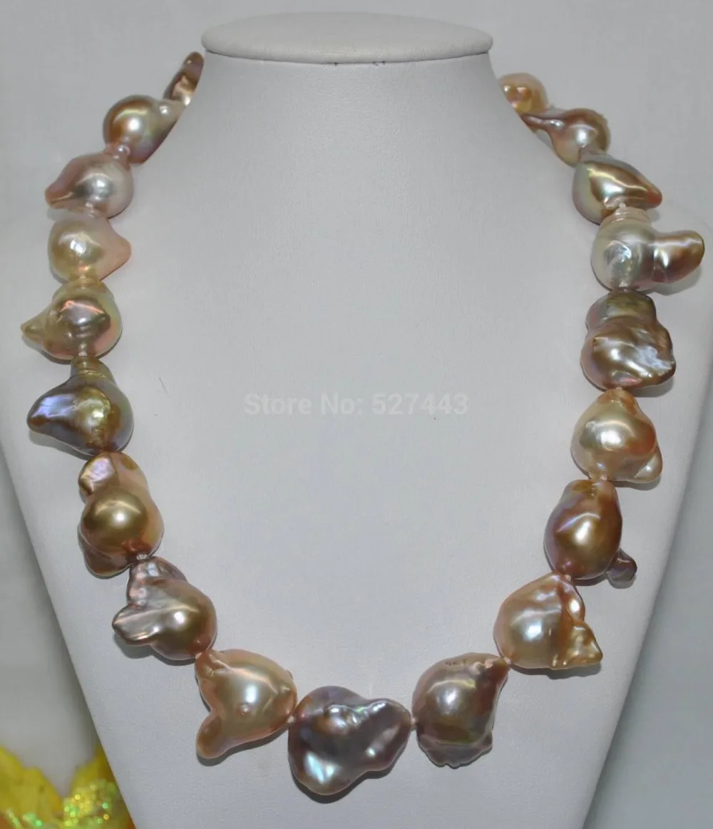 

Wholesale GORGEOUS Natural Rainbow Multicolor 2022mm Baroque nucleated pearl necklace NEW