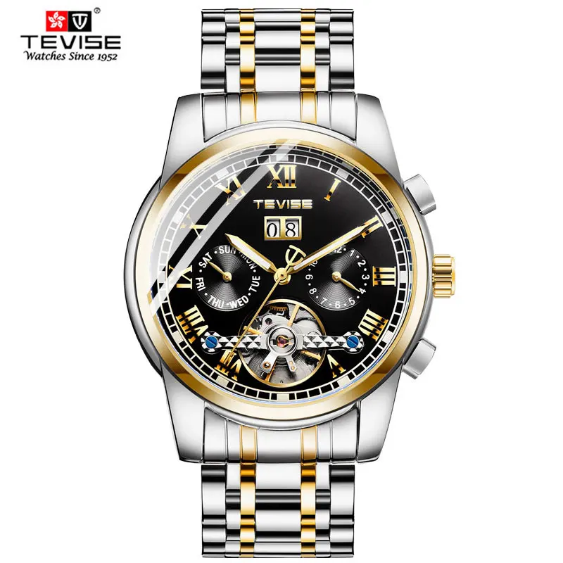 Relogio Automatico Masculino Лидирующий бренд TEVISE Роскошные автоматические механические часы мужские часы с турбийоном и скелетом военные часы