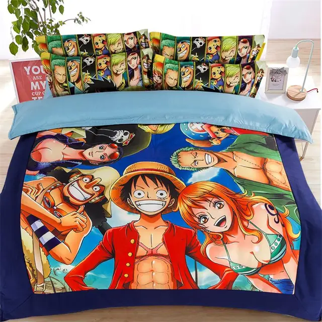 Japanese NARUTO One Piece Anime Bedding Set Twin Queen King Size Duvet Cover Bedlinens Teen Boys