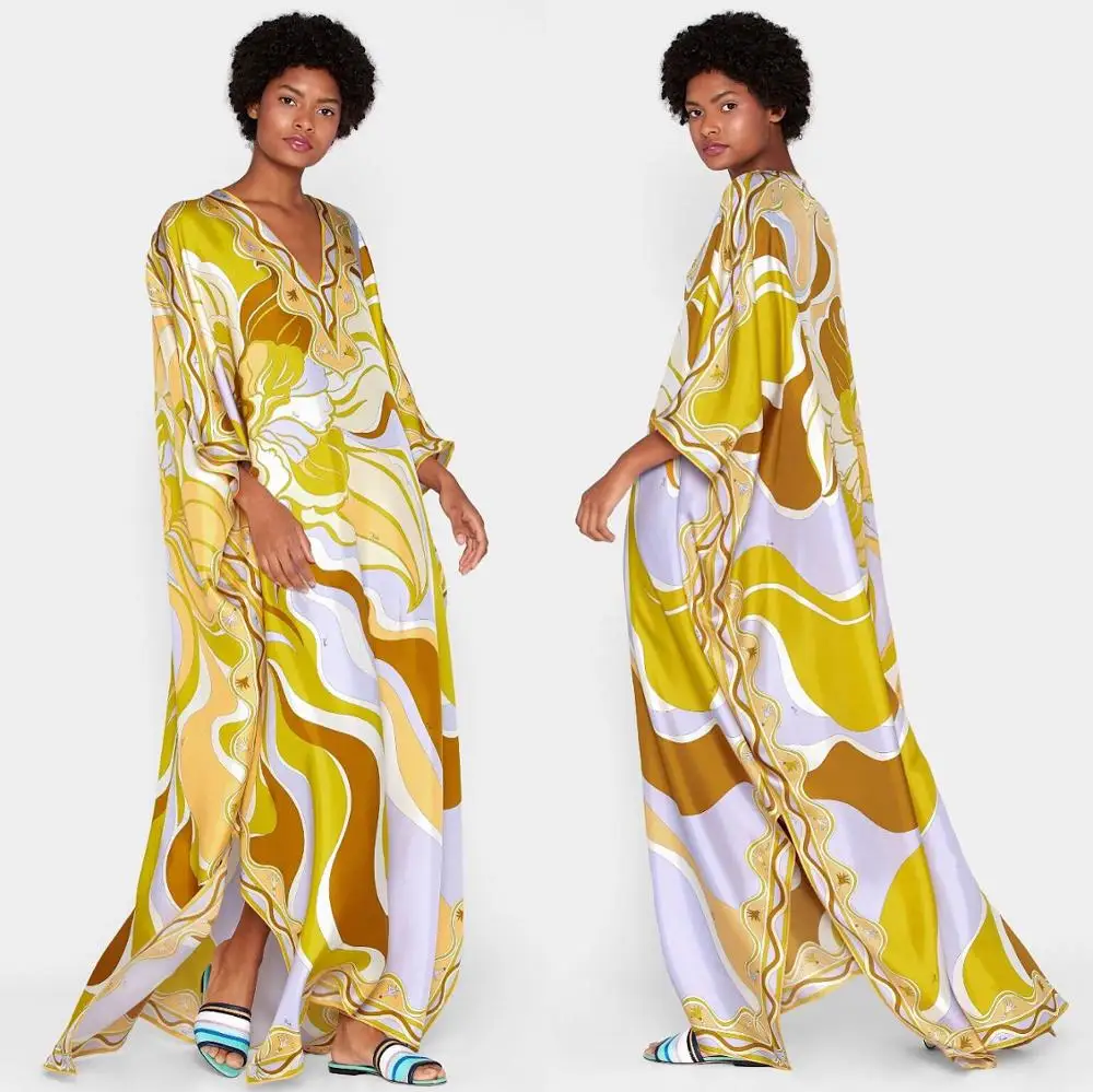 Новая женская одежда на Среднем Востоке Модные свободные большие размеры с v-образным вырезом золотые эластичные трикотажные модные красивые платья для путешествий