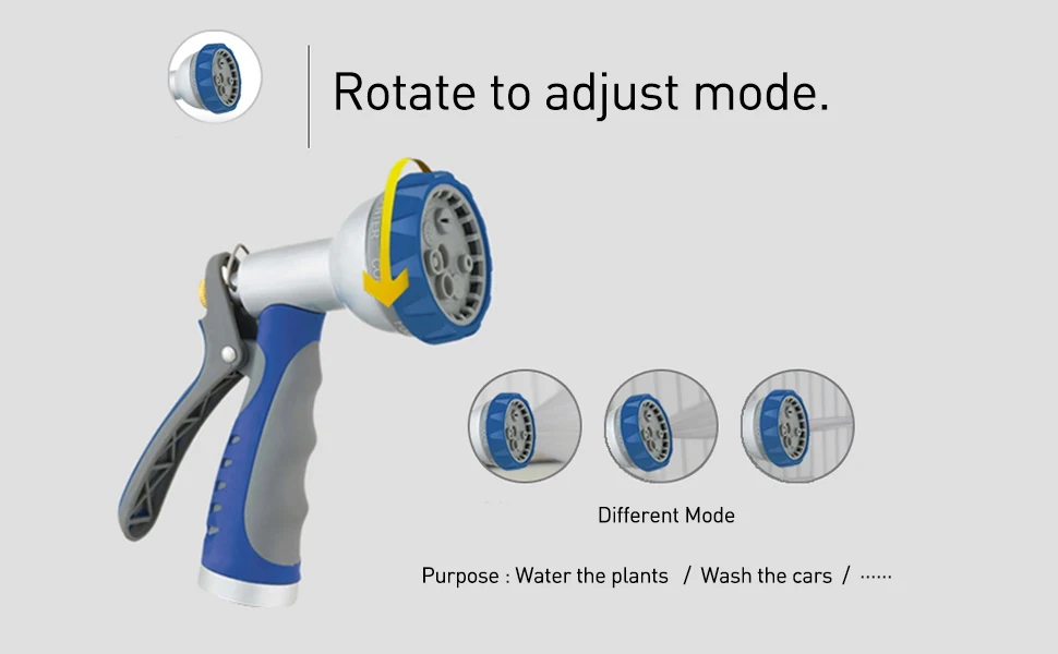 Садовый 8 регулируемых моделей полива револьверный пистолет алюминиевый револьверный пистолет шланг распылитель сопла Автомойка распылитель воды пистолет#23217