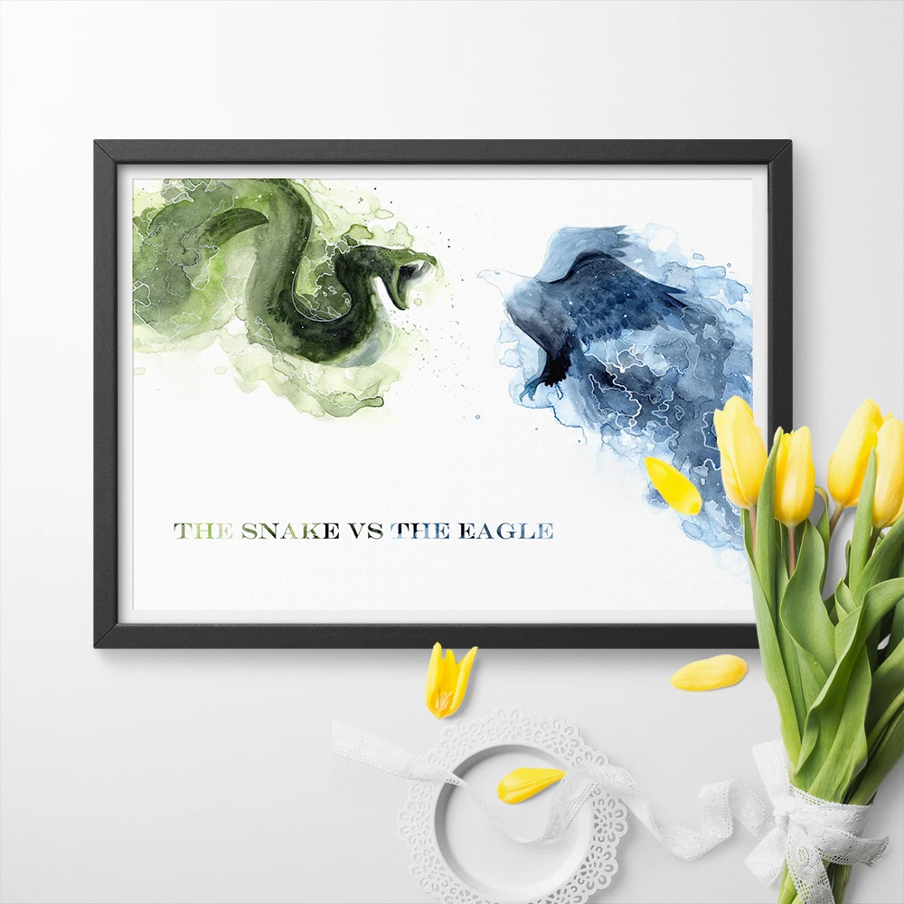 

Canvas Painting Wall Art Watercolor Hawks And Snakes Poster And Print Home Decor Modern Wall Paintings Poster Unframed