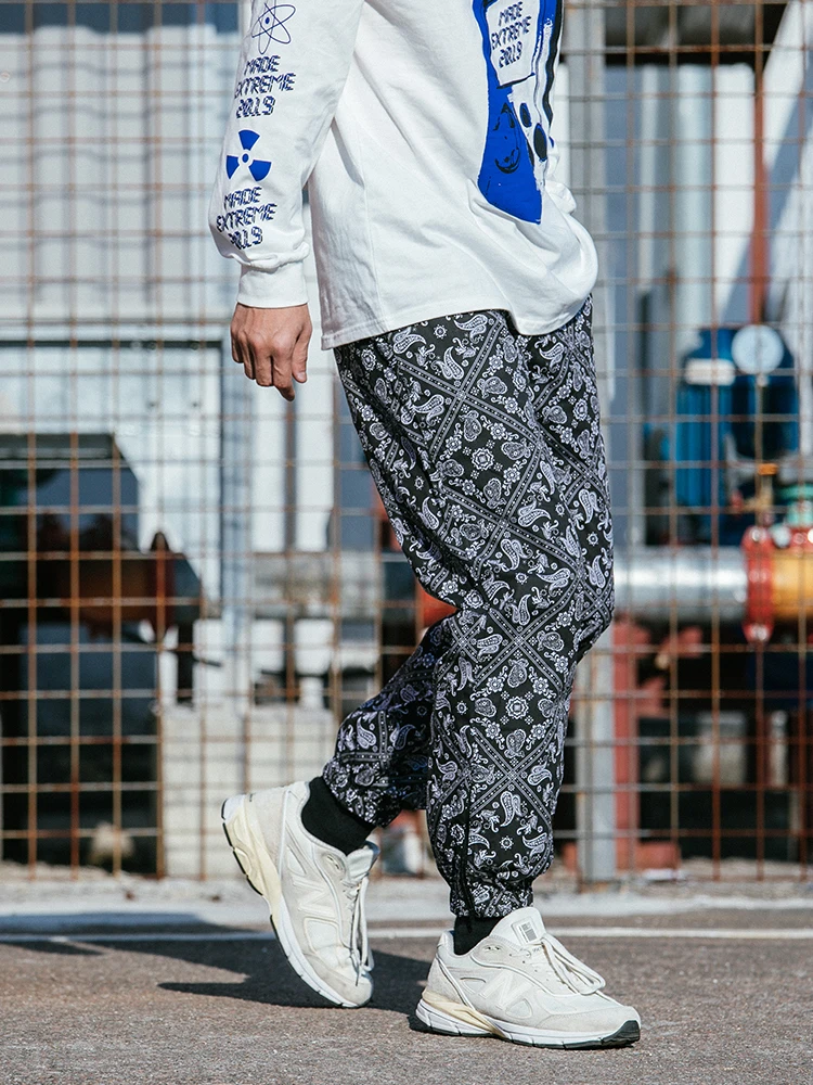 Dark Icon Bandana Jogging Pants Men 2019 New Elastic Waist Ankle Zipper Paisly Hip Hop Pants Street Dance Men's Pants