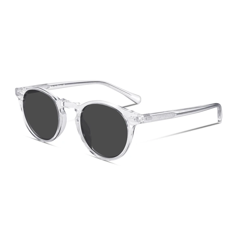 

Retro Round Polarized Sunglasses For Men and Women Vintage Driving Outdoor Gregory Peck Oval Sun Glasses Light Acetate With Case