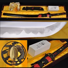 FULL TANG T10 steel clay tempered hazuya polishing JAPANESE SAMURAI SWORD KATANA REAL RAYSKIN COVERED SAYA BRASS FISH TSUBA