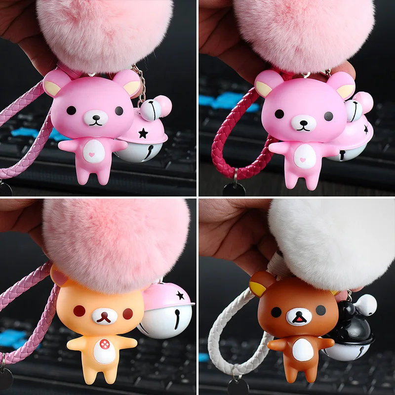 Rilakkuma с симпатичными машинками колокол брелок мультфильм легкий медведь