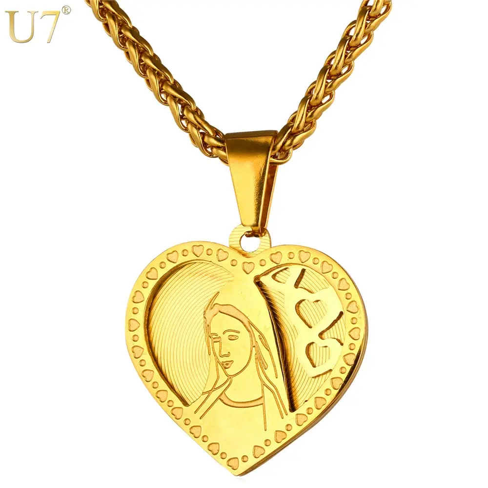 Virgin mary 2024 heart necklace