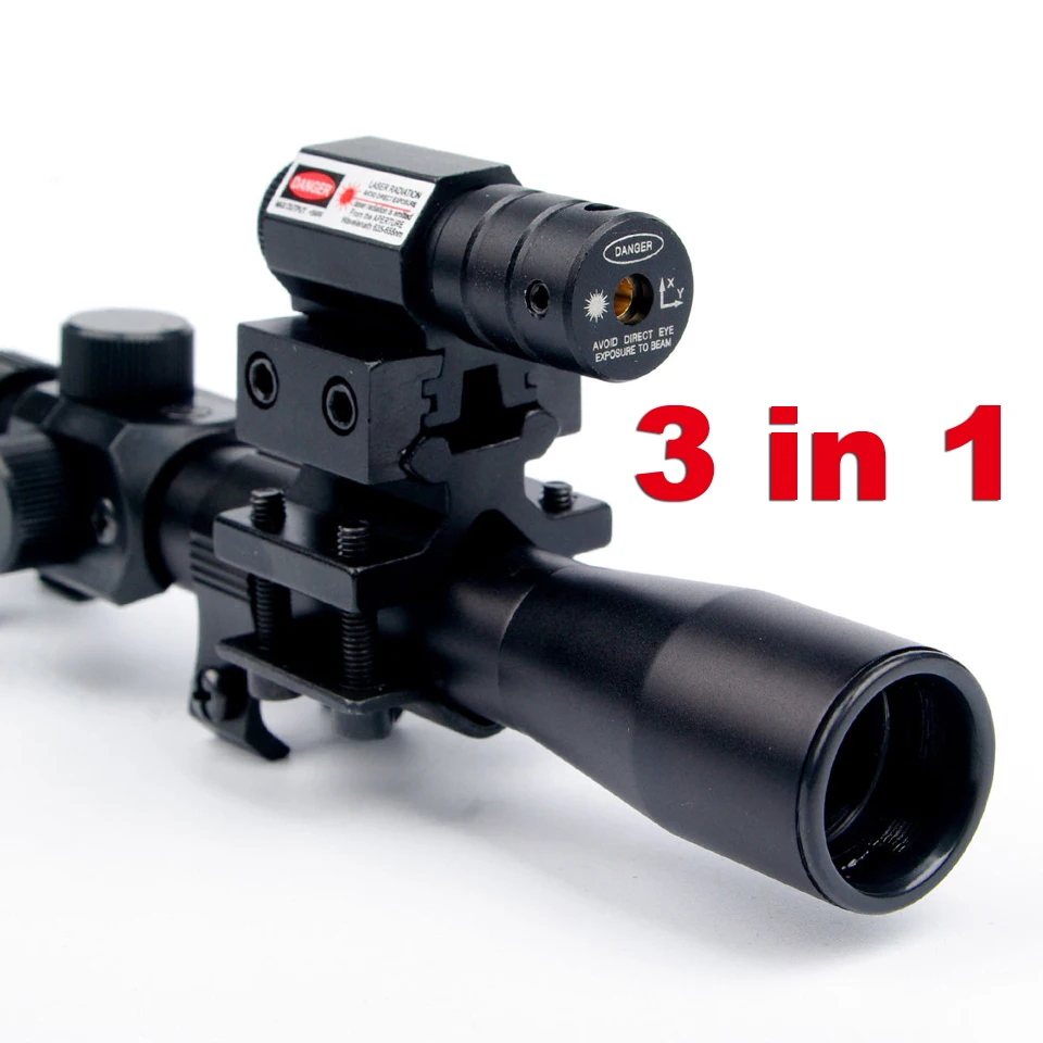 4x20 Rifle Optics Scope Tactical Crossbow Riflescope with Red Dot Laser
