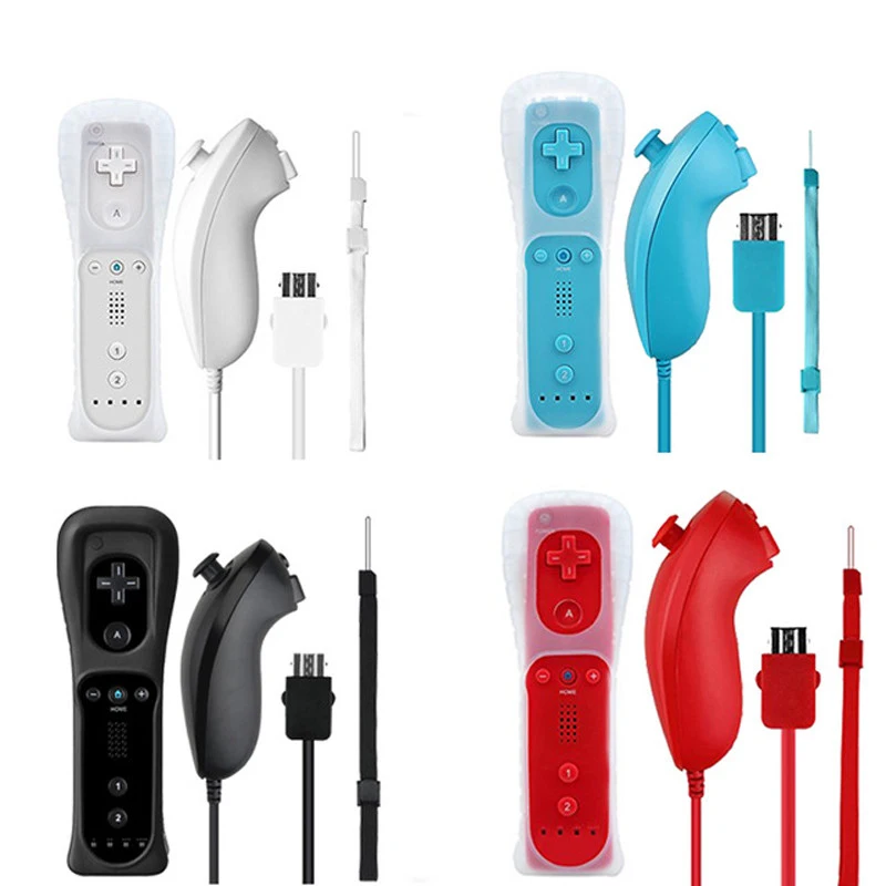 HobbyLane 2 в 1 беспроводной пульт Nunchuk контроллер геймпад для игровой консоли wii с ремешком силиконовый чехол d20