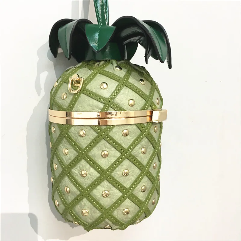 

High quality new style handbag chain metal buckle shoulder bag rivet stitching simulation pineapple shape bag wallet