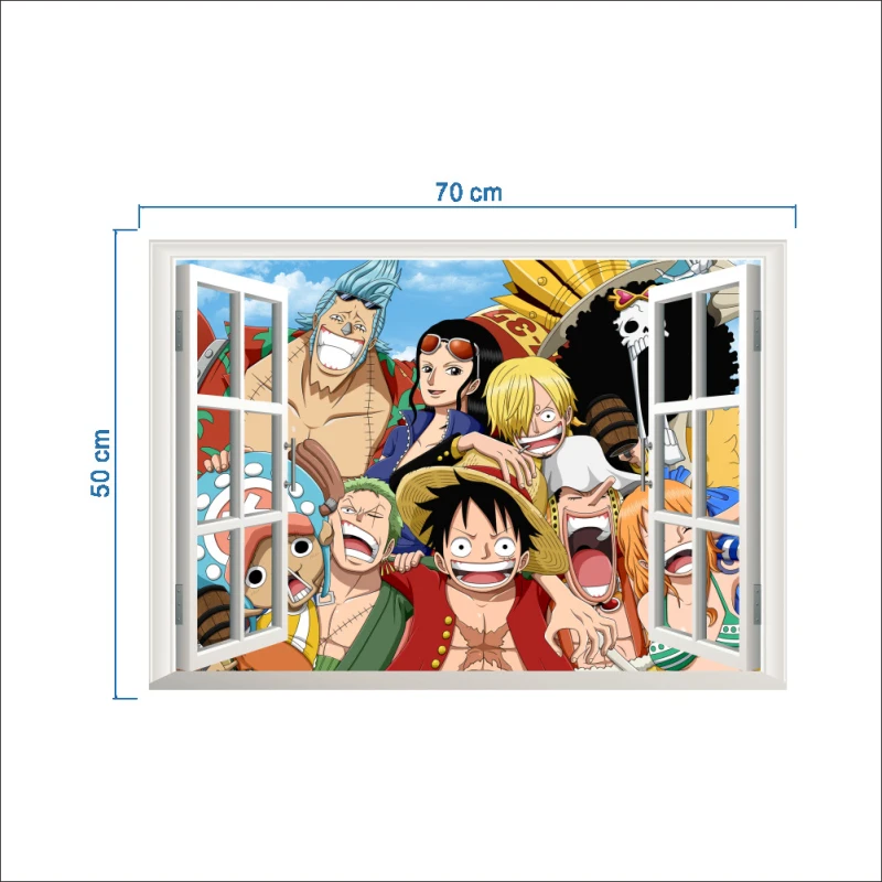 70*50 см Φ Pop One Piece Monkey D. Luffy аниме наклейка соломенная шляпа Пираты 3D визуальный