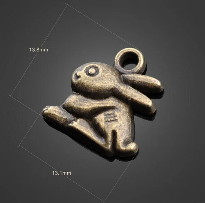 100pcs Antique Bronze Alloy Rabbit Charms Pendants DIY Findings