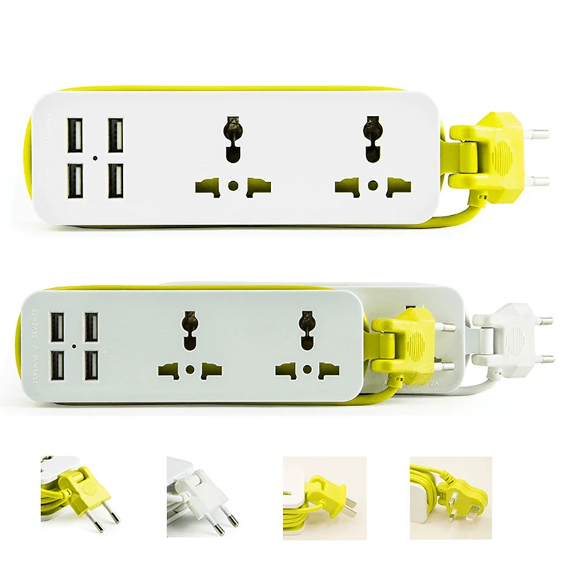 Pаспродажа EU US UK Plug удлинитель Портативный Путешествия мощность полосы стабилизатор напряжения с 4 USB 5 В 2A выход) Smart зарядное устройство стены