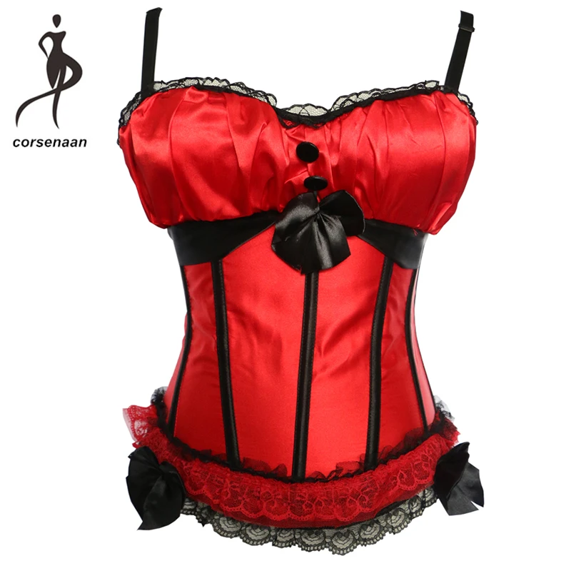 Removable Straps Lace Trim Boned Korset Bra Corsets Bustiers Satin