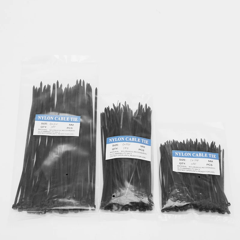 

250 Pcs Nylon Cable Self-locking Plastic Wire Zip Ties Set 3*100 3*150 4*200 Hardware Cable