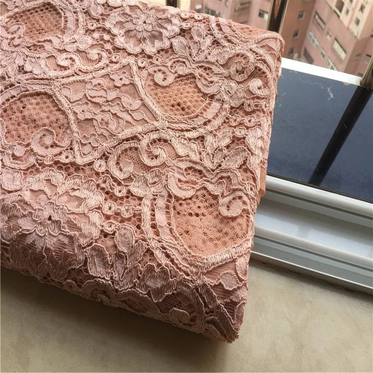 

Patchwork African Fabric Export Ultra Heavy Embroidery Car Bone Eyelash In The Spring And Autumn Thick Texture Pink Dress Meat