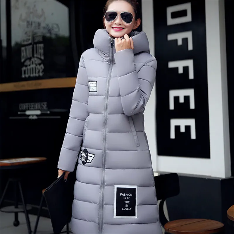 2019 New Fashion Long Winter Jacket Women Slim Female Coat Thicken Parka Maxi Cotton Clothing Red Clothing Hooded Student C2541