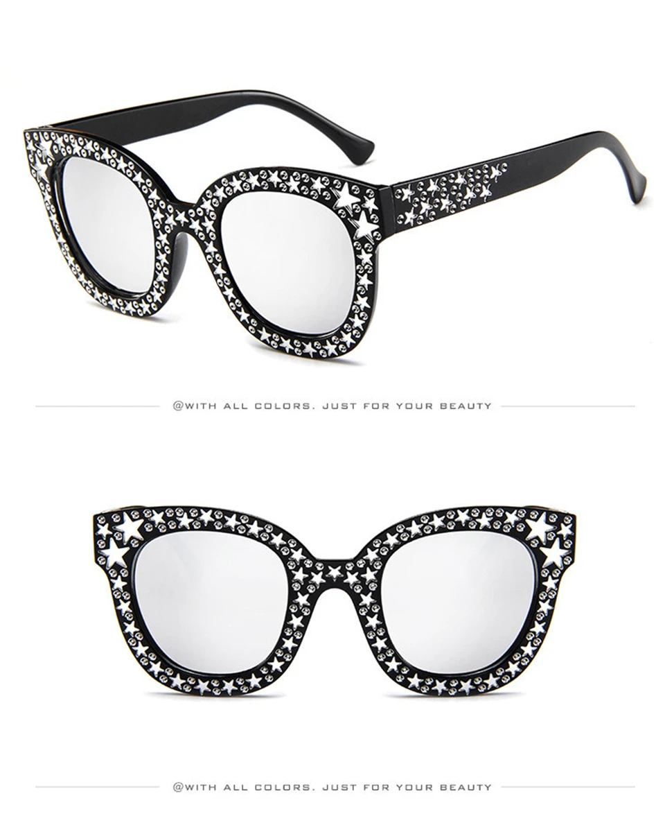2018 Luxury Diamond Square Sunglasses Women Brand Size Crystal Sun Glasses Ladies New Gradient Oculos Mirror Shades  14