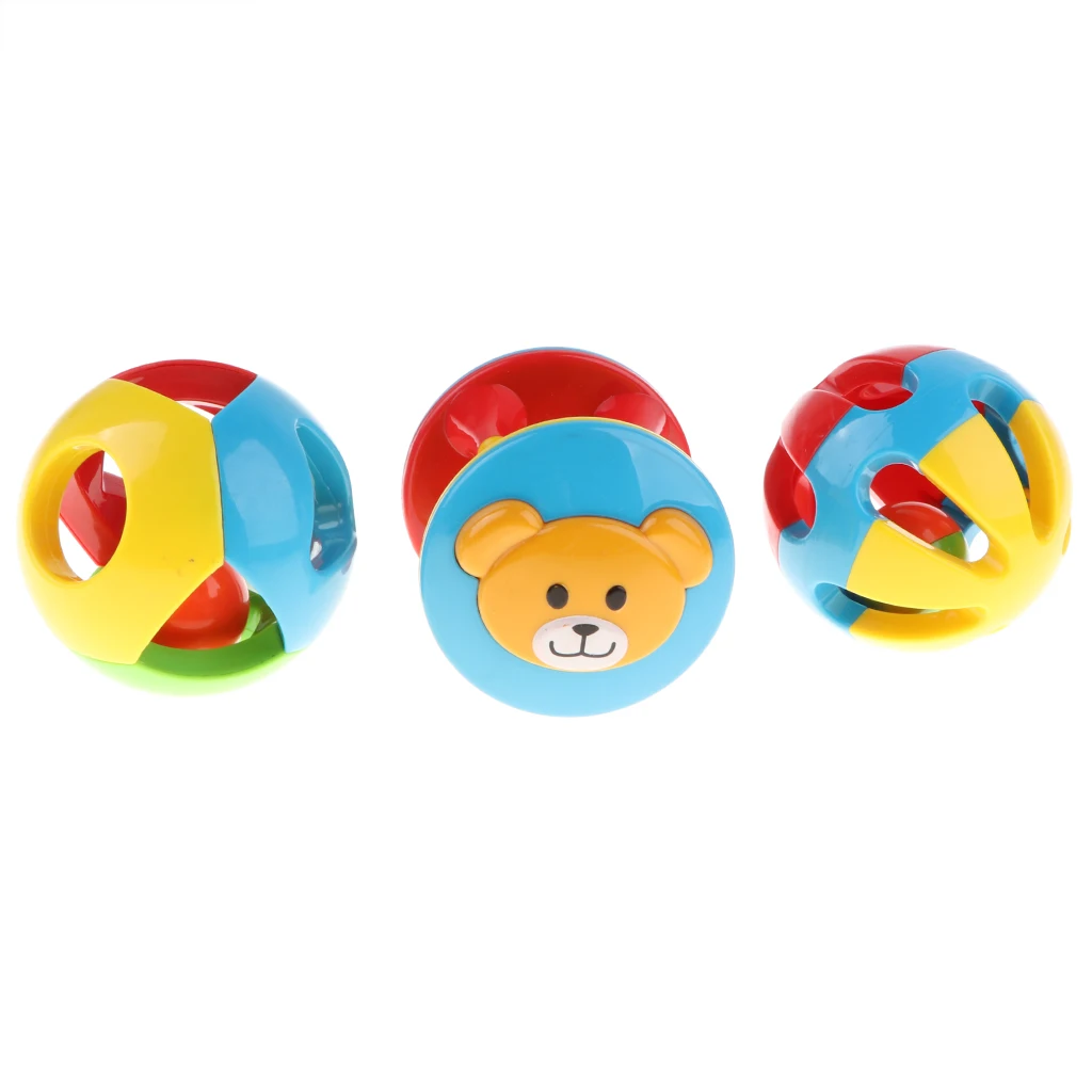 Baby Infant Plastic Ball Rattles Rolling Rattles Shaker Grab Developmental Baby Toy - Pack of 3