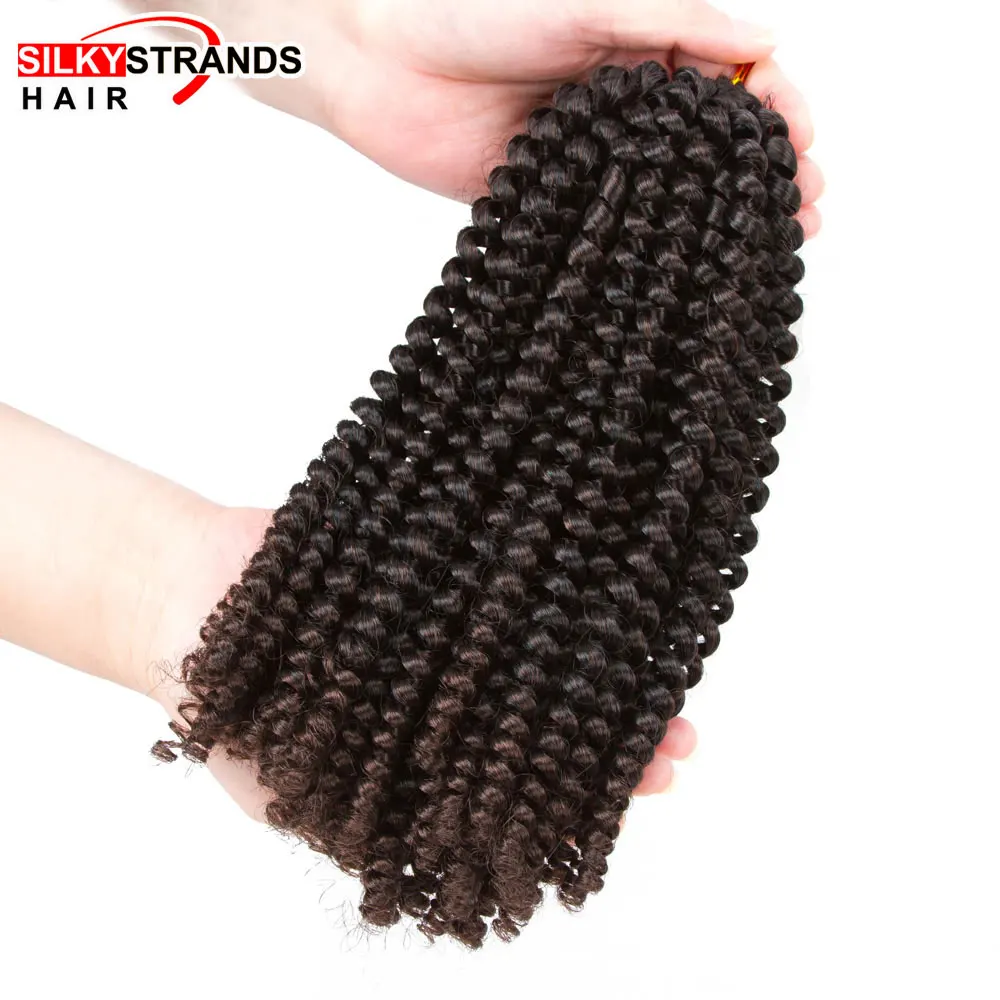 

Silky Strands Fluffy Spring Twist Hair Extensions Black Brown Burgundy Ombre Crochet Braids Synthetic Braiding Hair 8'' 110g