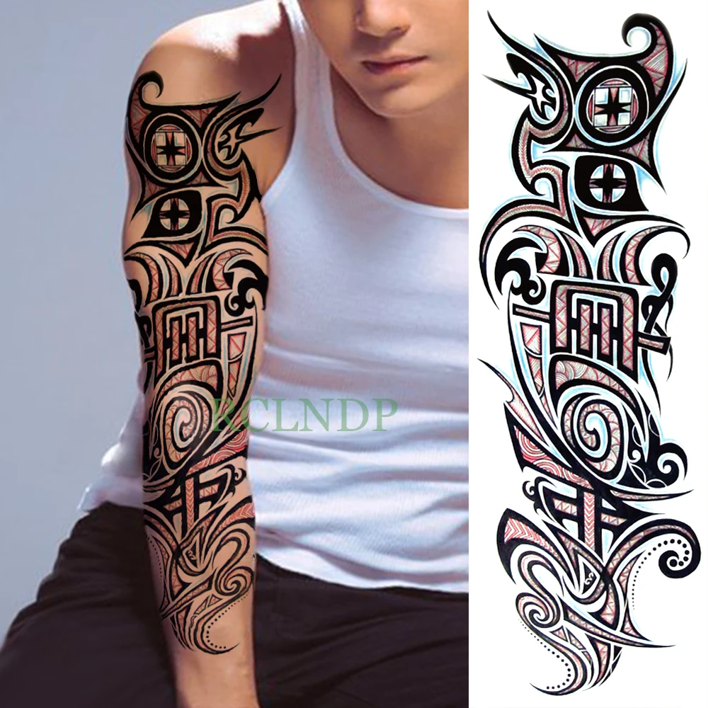 Waterproof Temporary Tattoo Sticker Primitive tribe Totems full arm fake tatto large size flash