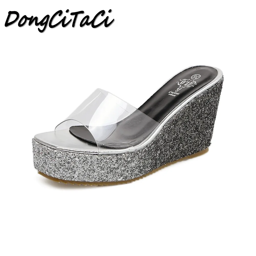 platform thick heel casual slippers