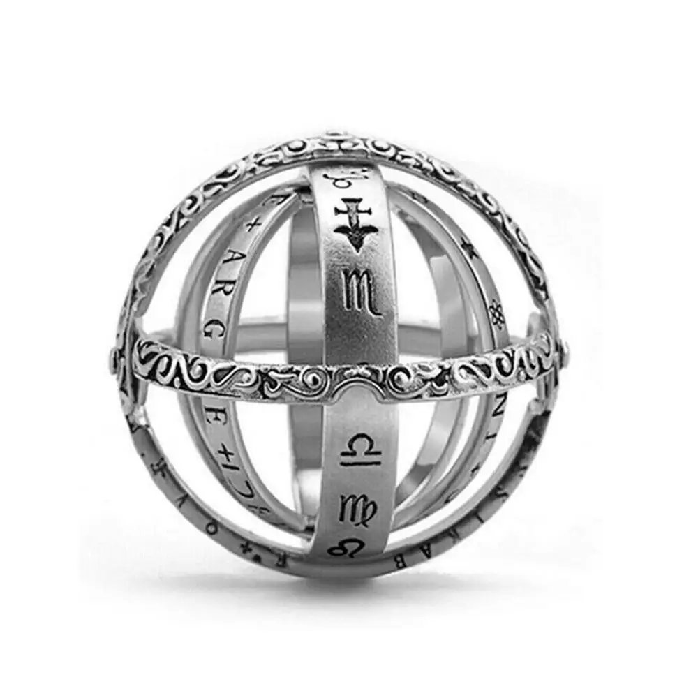 silver Астрономический телескоп насадка шар кольцо космический палец кольцо пара украшение подарок для влюблённых - Цвет: silver