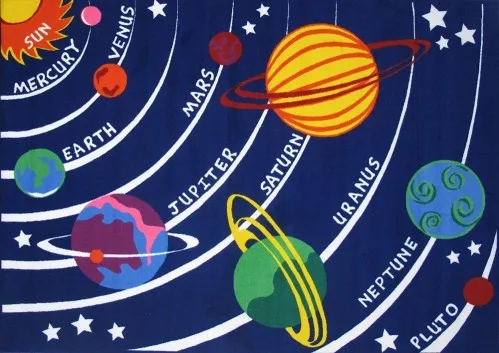 

Area Rugs for Home Kids Rectangle Bedside Rugs Blue Solar System Fun Rug Children Area Rug for Playroom