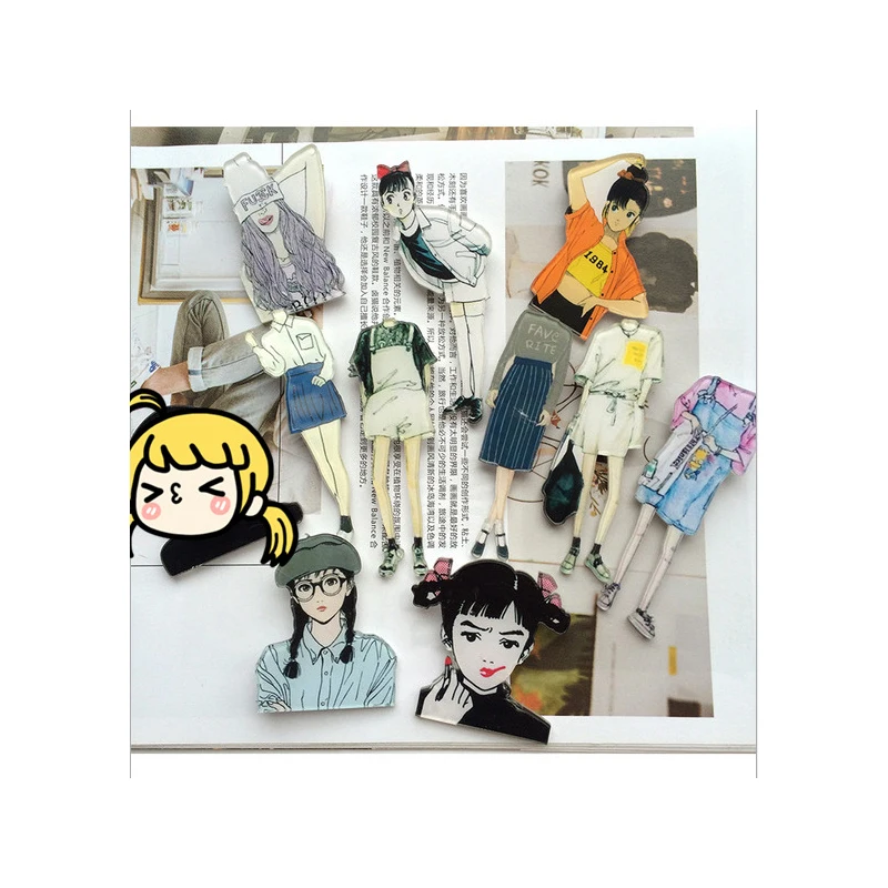 Новая мода цельнокроеное платье Модная одежда для девочек значок Harajuku акриловый значок Рюкзак с мультяшным принтом значок
