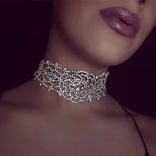 Сексуальный роскошный полый горный хрусталь кристалл чокер-ожерелье Элегантное свадебное ювелирное изделие аксессуары для женщин чокер#228747