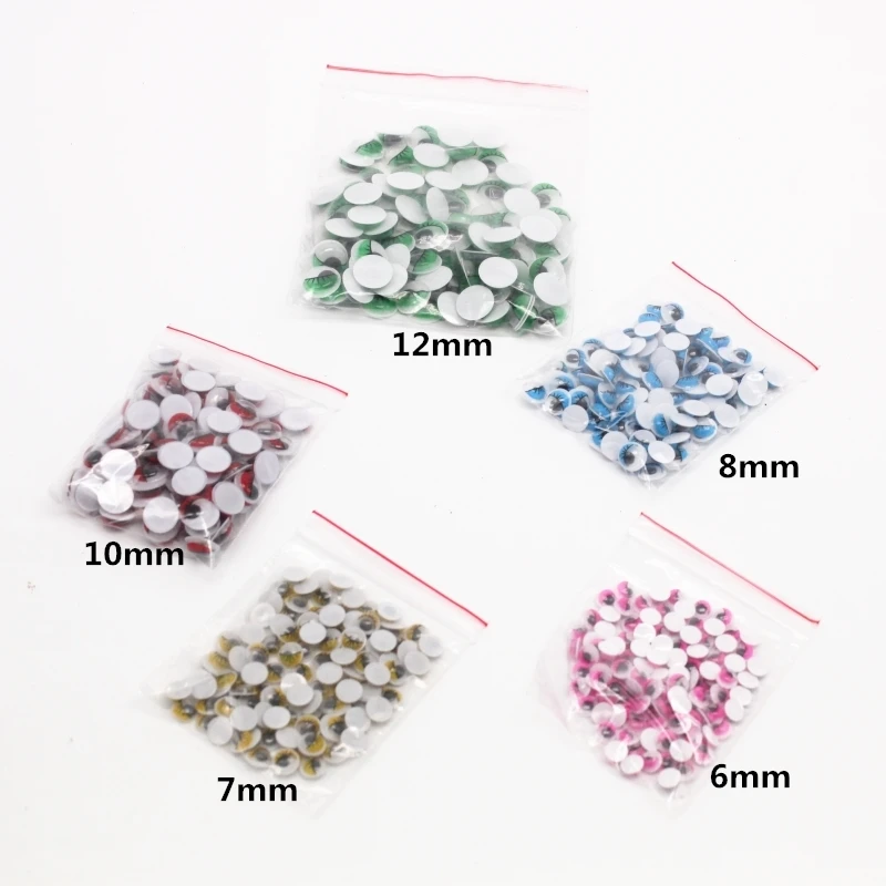 100pcs 6 7 8 10 12mm Multicolor With Eyelash Eye Activities Moving Eyeball Plastic Eyes Scrapbook