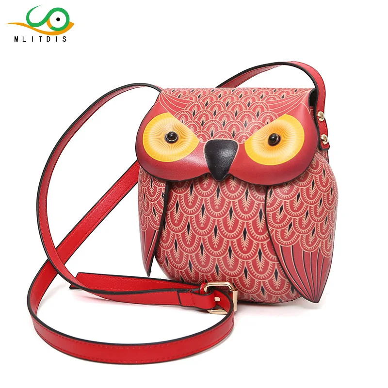 MLITDIS Cute Owl Black Crossbody Bags Women Leather Cartoon Shoulder Bags Casual Owl Messenger ...