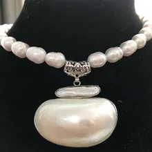 Горячая Распродажа> 1" 10-13 мм белый biwa dens кулон ожерелье из пресноводного жемчуга подвеска Mabe