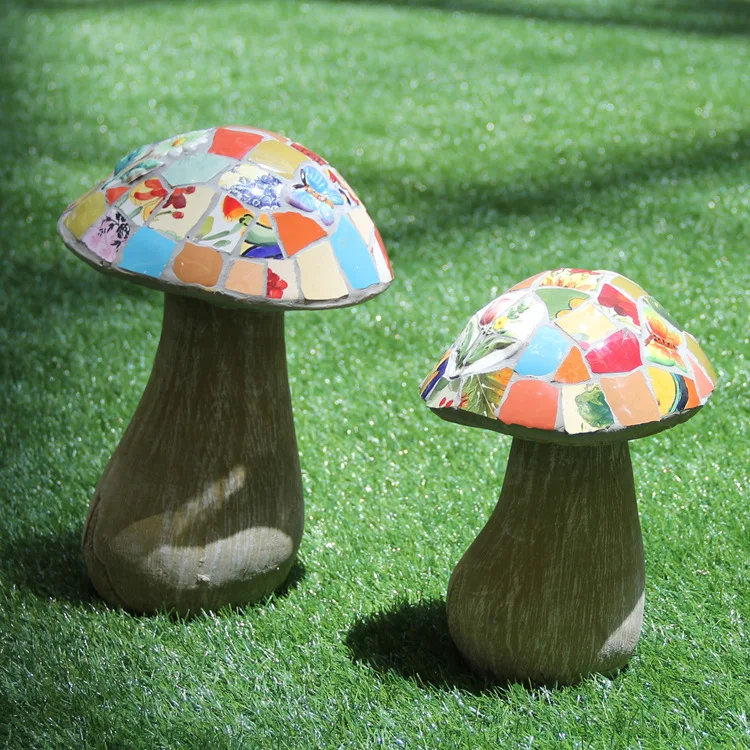 Lawn Park Villa Garden Ceramic Mosaic Courtyard Mushroom Decoration Sun