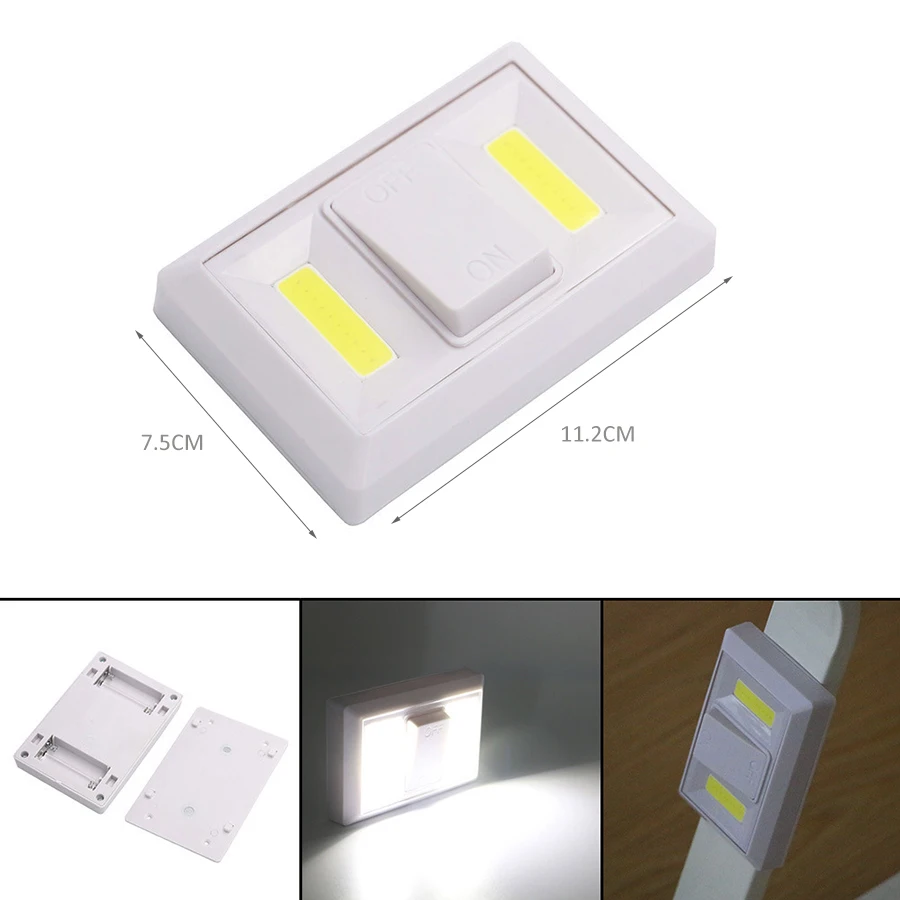 DC4.5V 2COB светодиодный ночной Светильник Беспроводной настенный ночной Светильник Магнитный Батарея работает для аварийный светильник Кухня для гаража, для шкафа лампа