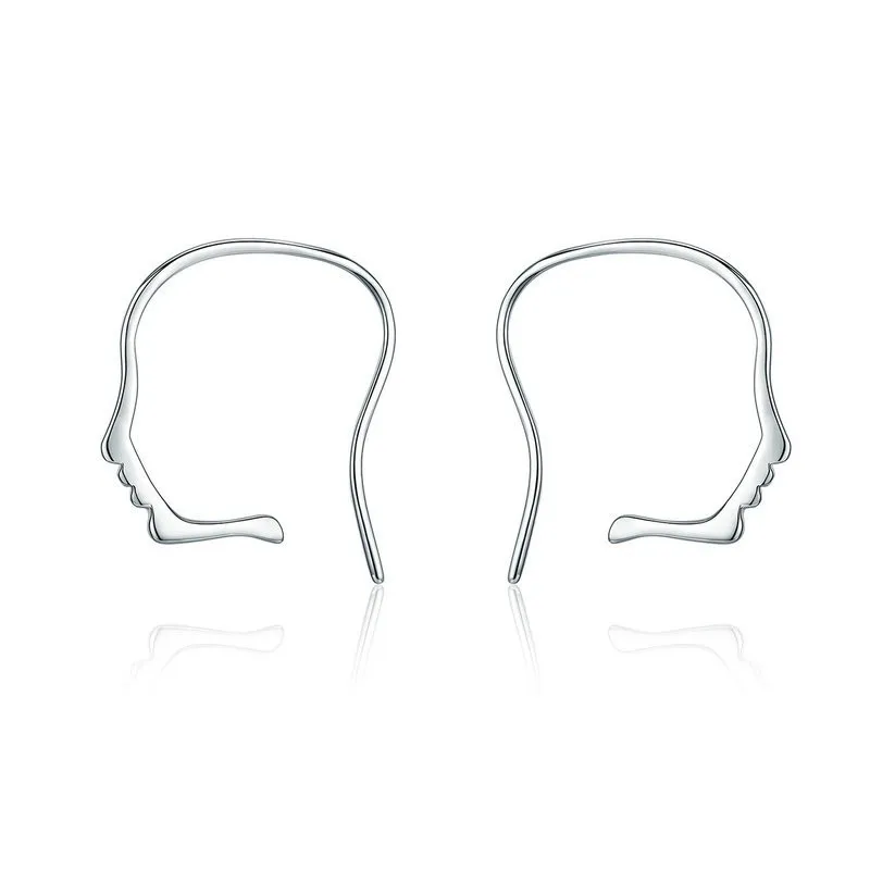 

Design Earrings for Women 925 Sterling Silver Side Face Silver Earing 2019 Korean Fashion Jewelry Anti-allergy SCE631