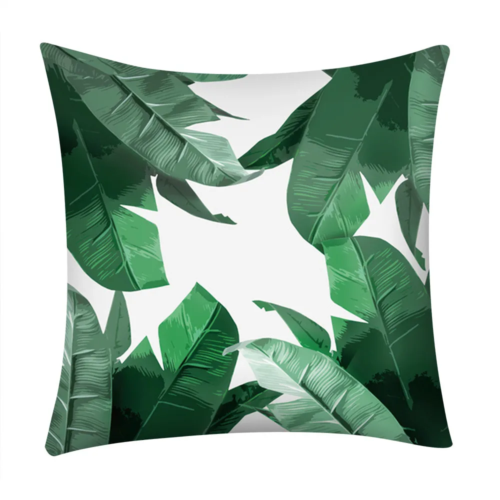 

Gajjar Pillow Case Plants Palm Leaf Green Leaves Print Cushion Covers Hibiscus Flower Cushion Cover Decorative Beige Linen4DEC23