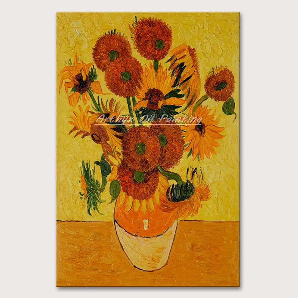 

Arthyx Hand-painted Flowers Oil Paintings On Canvas,Vincent Van Gogh Sunflowers Wall Art,Picture For Living Room,Home Decoration