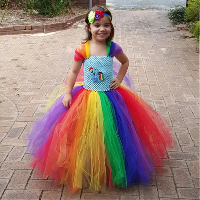 

Little Girls Embroidery Pony Unicorn Skirt Cosplay for Kids Birthday Party Princess Costume Fancy Dress