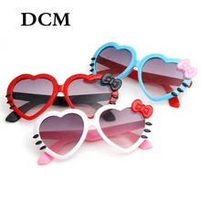 DCM модные милые Солнцезащитные очки в форме сердца с бантом в виде кота, летние Мультяшные очки для детей, для девочек и мальчиков, детские солнцезащитные очки UV400