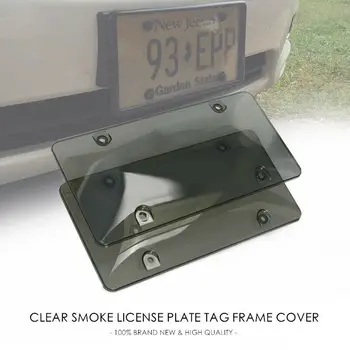 

2Pcs Car Smoked License Plate Cover Tag Frame Shield Tinted Bubbled Flat Solid