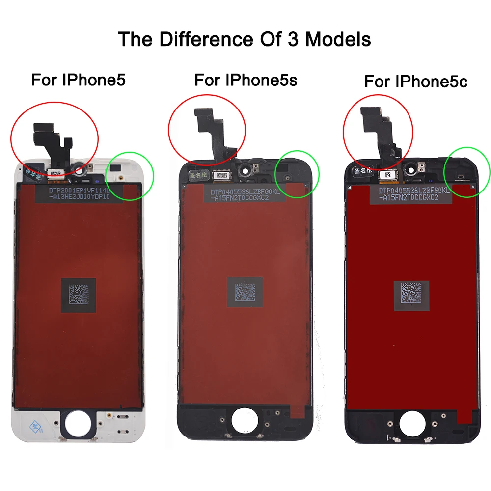 Factory Sale LCD For Iphone 5C Black Screen Display Part Glass Touch Panel Digitizer Assembly Complete