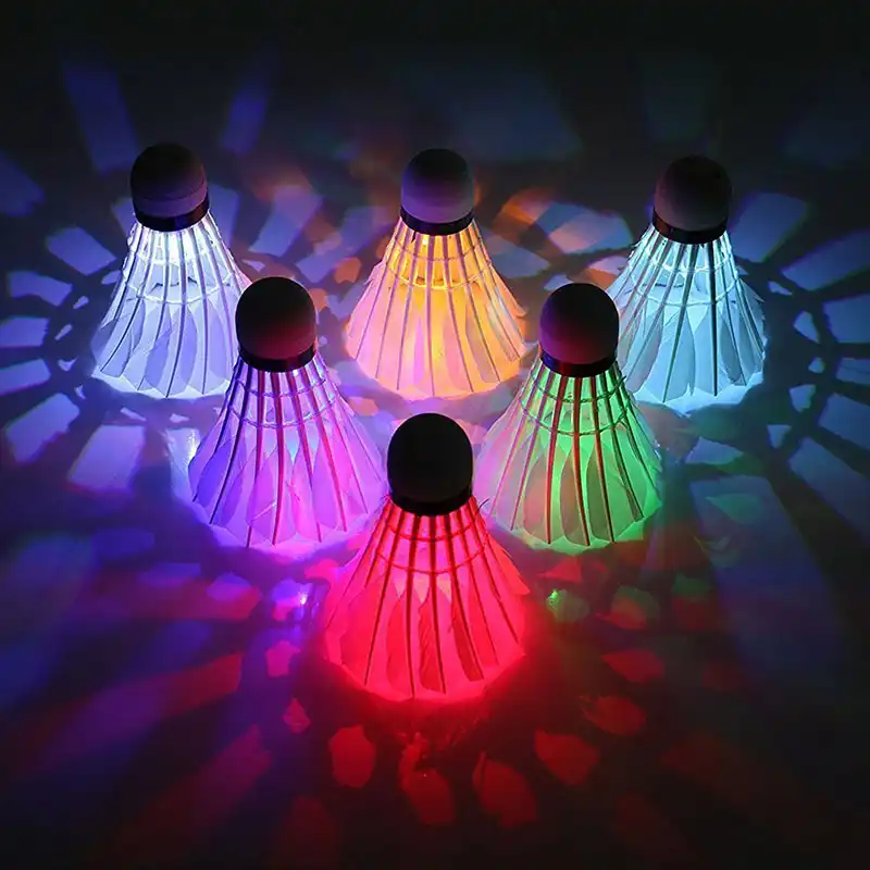 4 個の Led カラフルなバドミントンシャトルコックボールダークナイトグローイング羽照明ボール屋外スポーツアクセサリー Shuttlecock Aliexpress