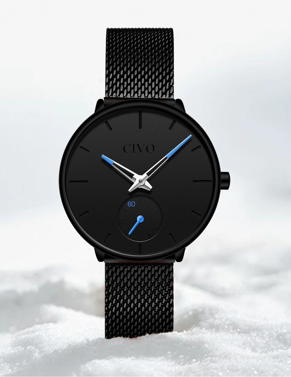 CIVO, модные женские часы, водонепроницаемые, со стальным сетчатым ремешком, минималистичные женские часы, повседневные, спортивные, кварцевые часы, Relogio Feminino