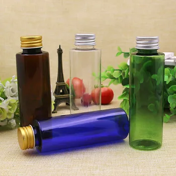 

30pc 100ml Flat Shoulder PET bottles with reducer stopper 100ml refillable Transparent Plastic Bottle for Hydrosol essential oil