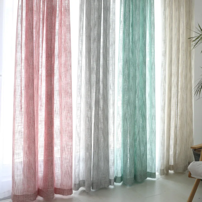 

Beautiful Double color woven Nordic Style Decorative Cloth Curtain Fabrics Curtains For Living Room Cortina Sheer Tulle